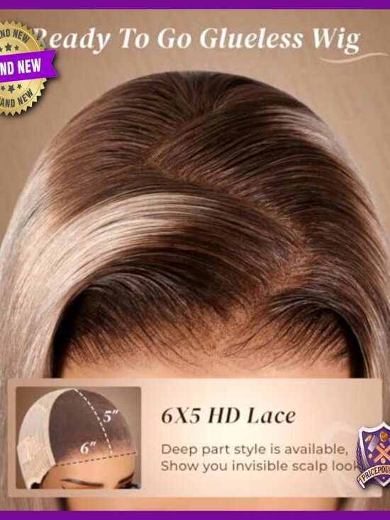 5x6 Glueless Human Hair Lace Front Wig 18 Inch Straight 230% Density main image 6